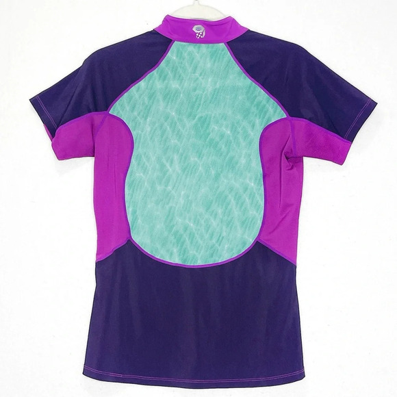 Mountain Hardware Women’s 1/4 Zip Short Sleeve Athletic Top Magenta Teal Medium - Picture 2 of 6